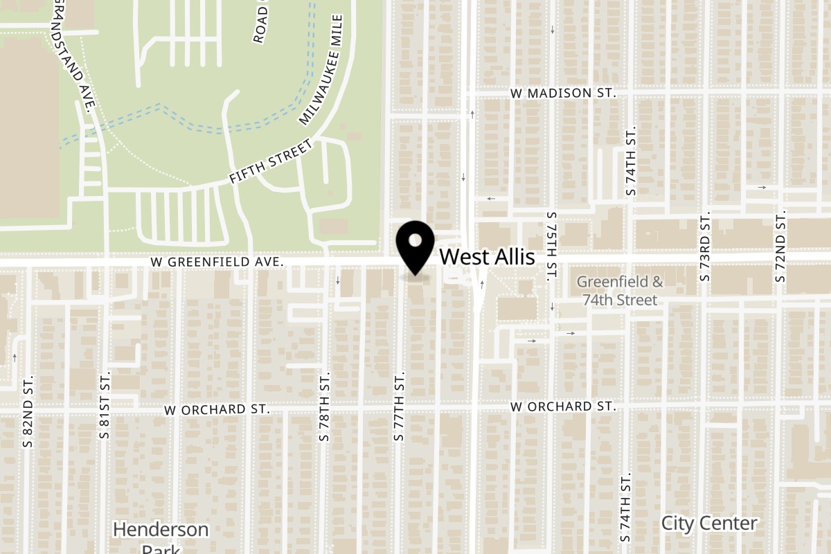 Map showing the location of Ruta's Indian-inspired Café & Chai Bar on 7629 W Greenfield Ave in West Allis