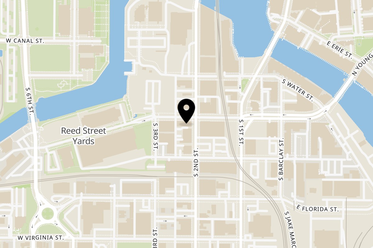 Map showing the location of Ruta's Indian-inspired Café & Chai Bar on 207 W Freshwater Way in Milwaukee